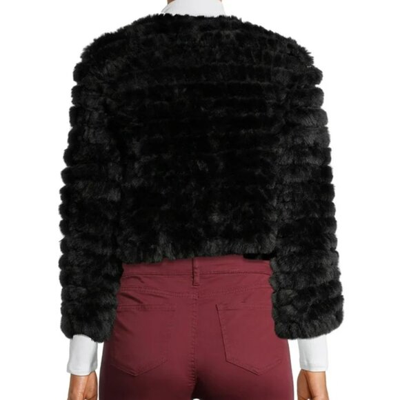 BCBGMaxAzria Size Small Black Faux Fur Jacket - Picture 2 of 2